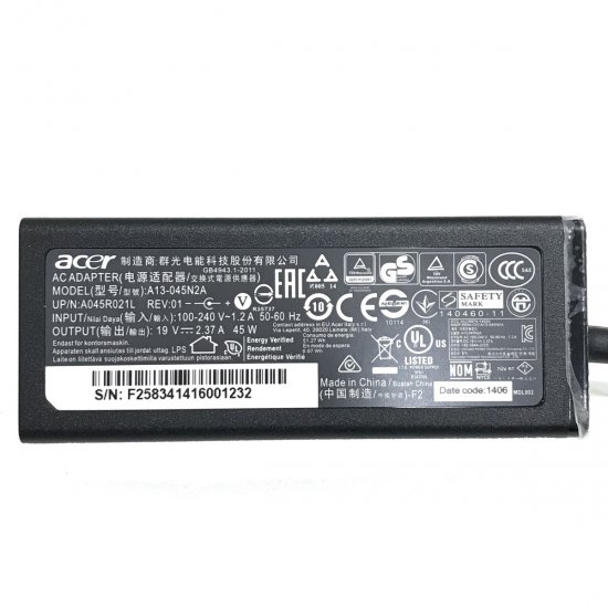 Originele 45W Acer Extensa 2519-C7DC AC Adapter Voeding Oplader - Klik op de afbeelding om het venster te sluiten
